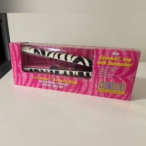 Hot Tools Professional Ceramic Tourmaline Zebra Print Flat Iron NEVER OPENED